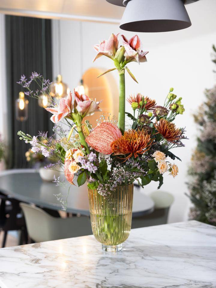 Kerstboeket met amaryllis