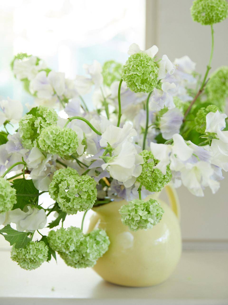 Lentebloemen Vibernum en lathyrus