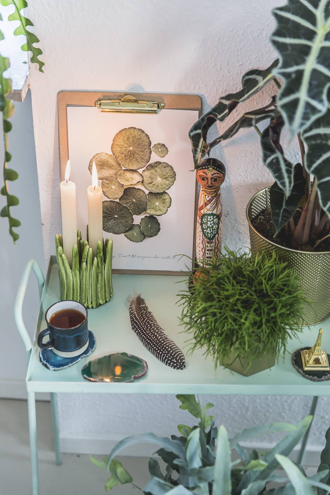 Groen plantenaltaar