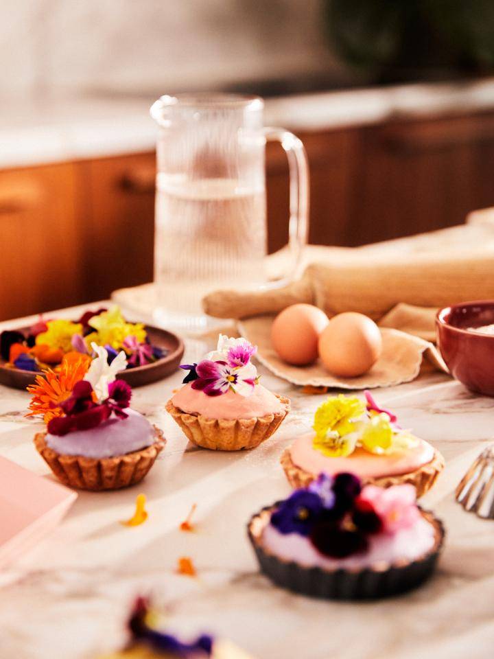 Tartelette met eetbare bloemen