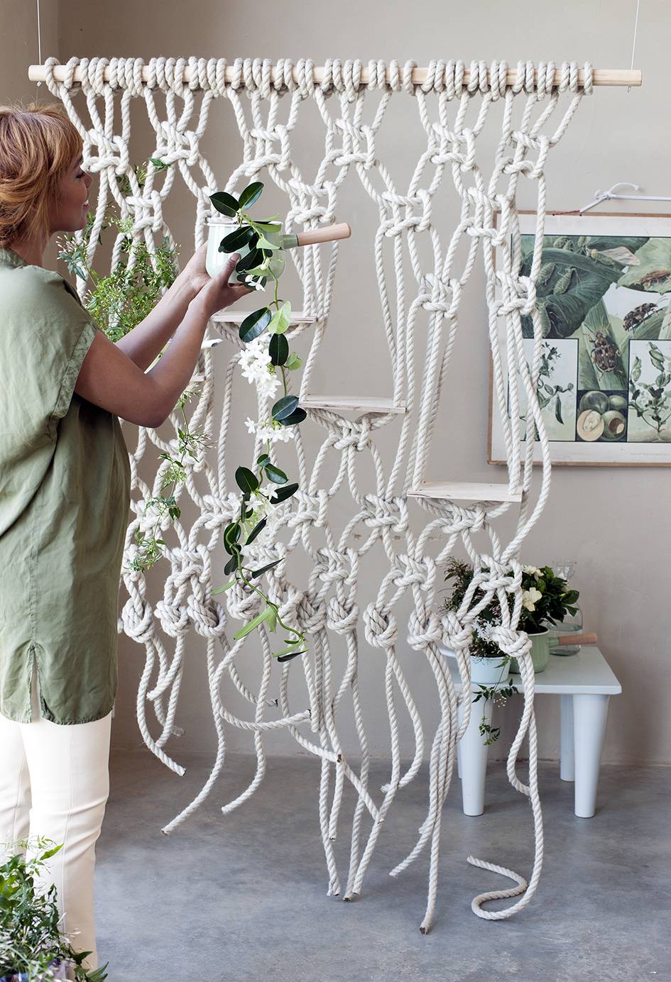 Plant in macramé klimrek