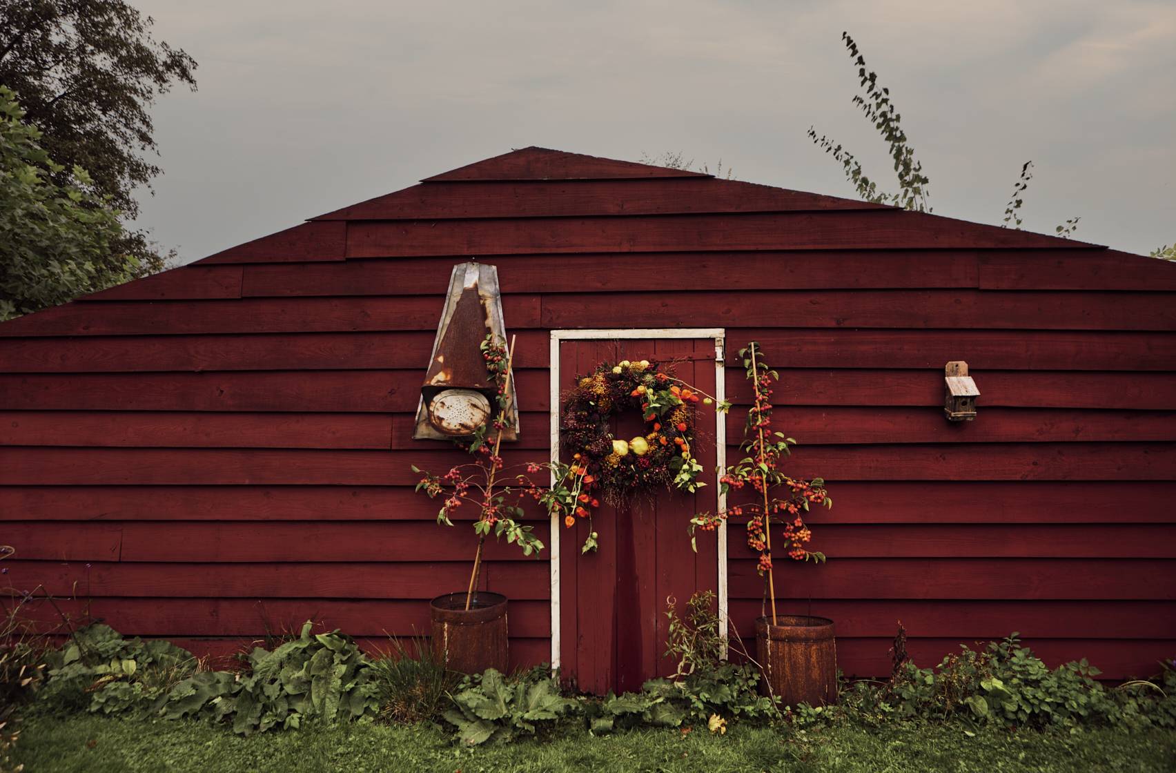 Schuurtje met herfstkrans DIY