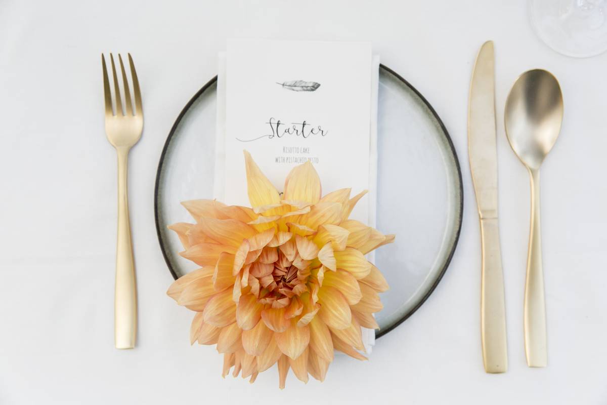 Dahlia op bord